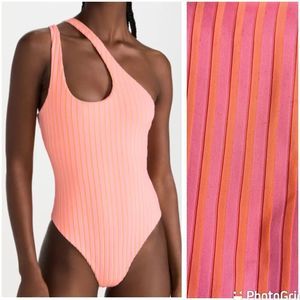 NEW L*Space Phoebe Ribbed One Piece Swimsuit in Crystal Pink Lemon drop Size 6